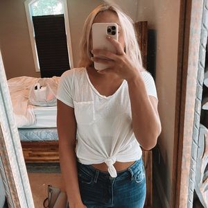 white v-neck pocket tee!! open to lower price!